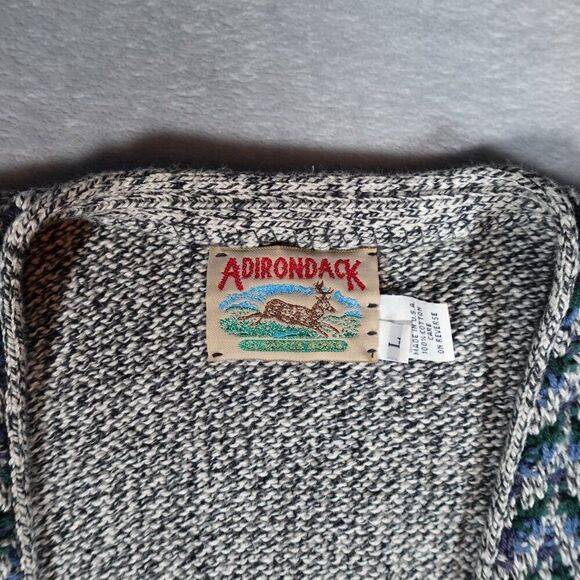 Adirondack Savile Row Cardigan Sweater Vest Mens L Cotton Made In USA - Picture 3 of 7